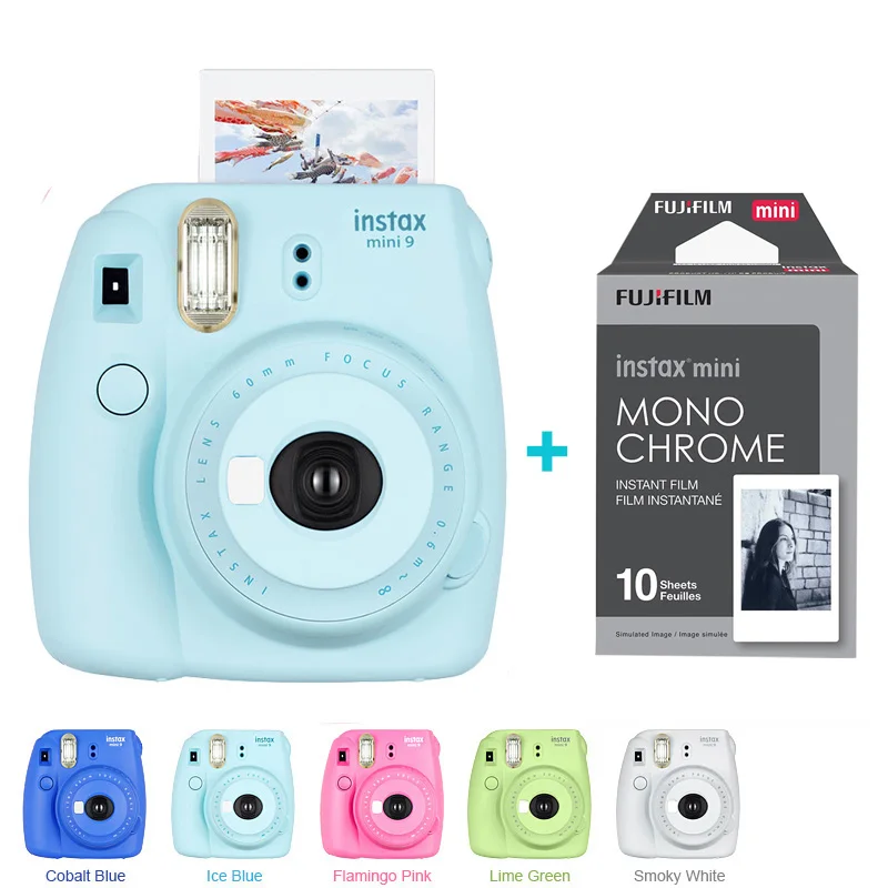 Fujifilm Instax Mini 9 камера 5 цветов + 10 снимков Fuji мгновенная пленка монохромная