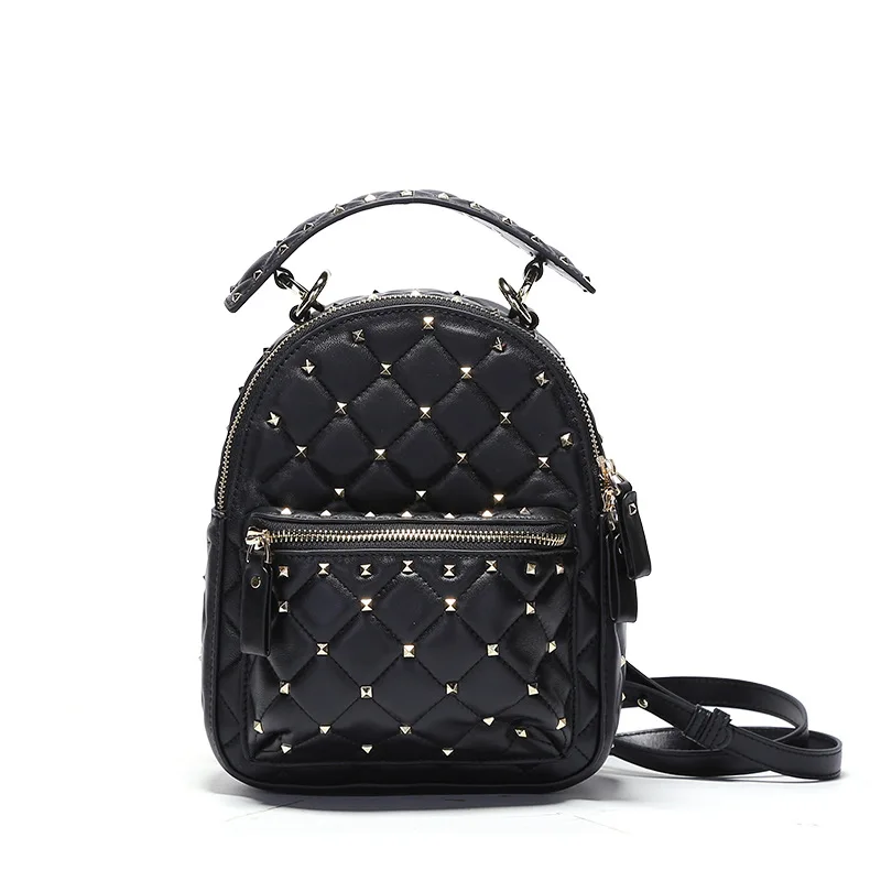 

The Sheepskin backpack female soft leather small backpack Lingge bag fashion small fragrance small bag Korean version