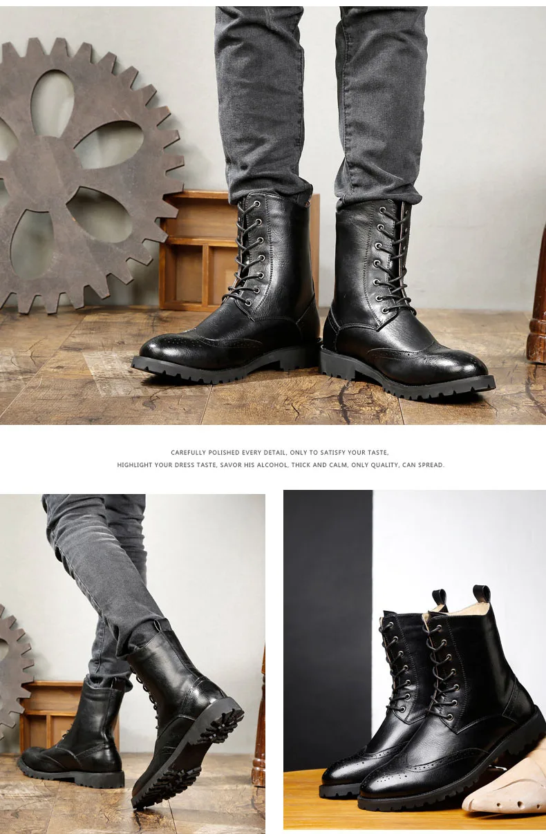 Новое поступление martins мужские ботинки зимние военные ботинки черного цвета мужские кожаные ботинки до середины икры на шнуровке круглый носок botas masculina