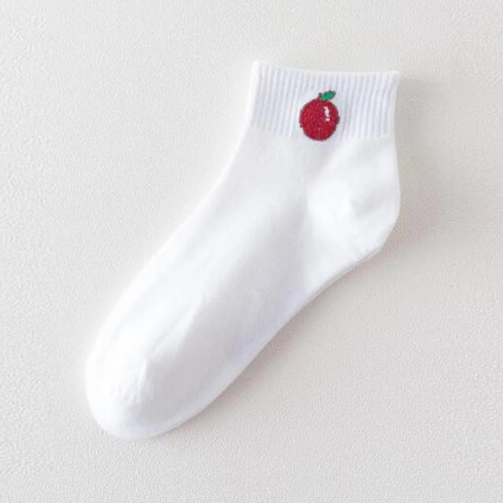 

Simple Ankle White Fruit Pattern Ship Boat Socks Fresh Short Summer/Autumn/Winter Socks Cute Cotton