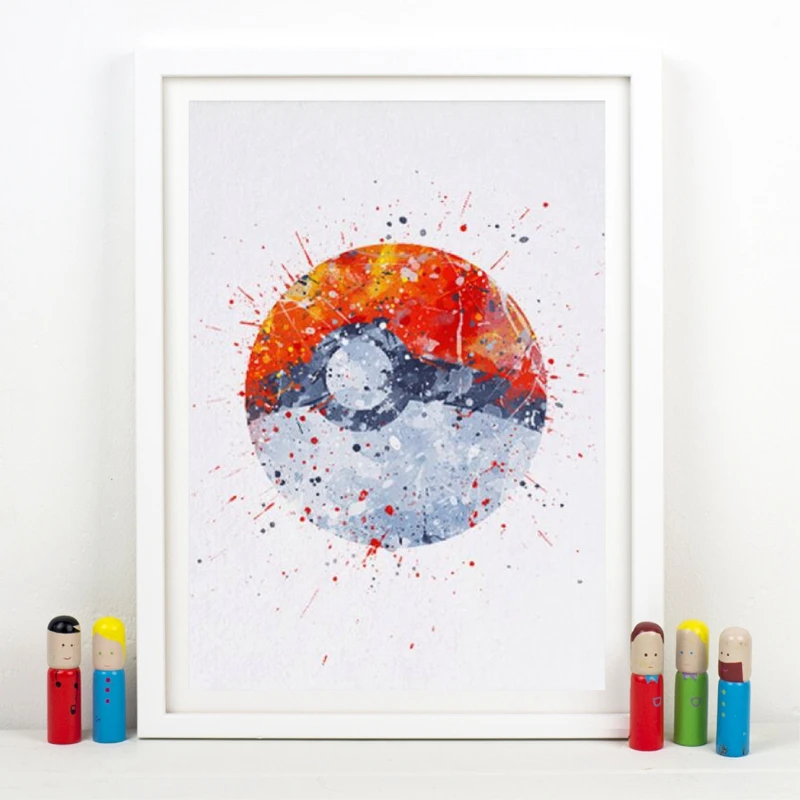 

Pokemon Ball Watercolor Nursery Wall Art Prints Poke Ball Canvas Poster Painting Pocket Monsters Picture Kids Room Wall Decor