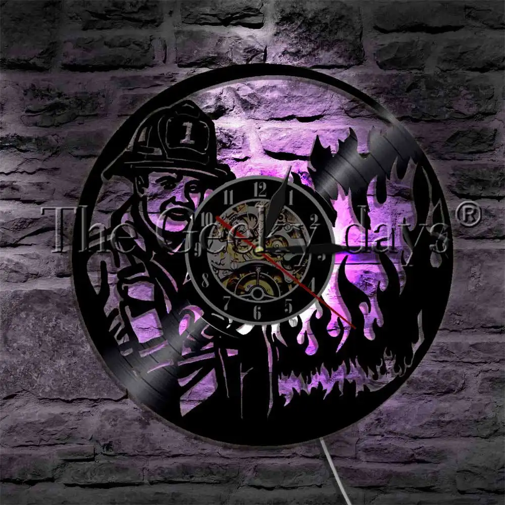 1Piece First Responder Firefighter LED Night Light Vinyl Record Wall