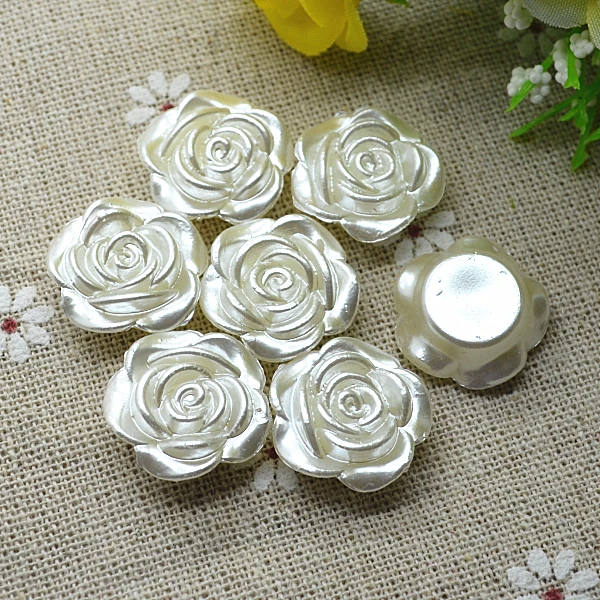 

50pcs pearl flower 18mm ABS imitation pearls flatback for decoration free shipping