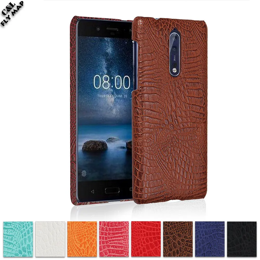 Защитный чехол из крокодиловой кожи для Nokia 8 2017 Жесткий Чехол поликарбоната