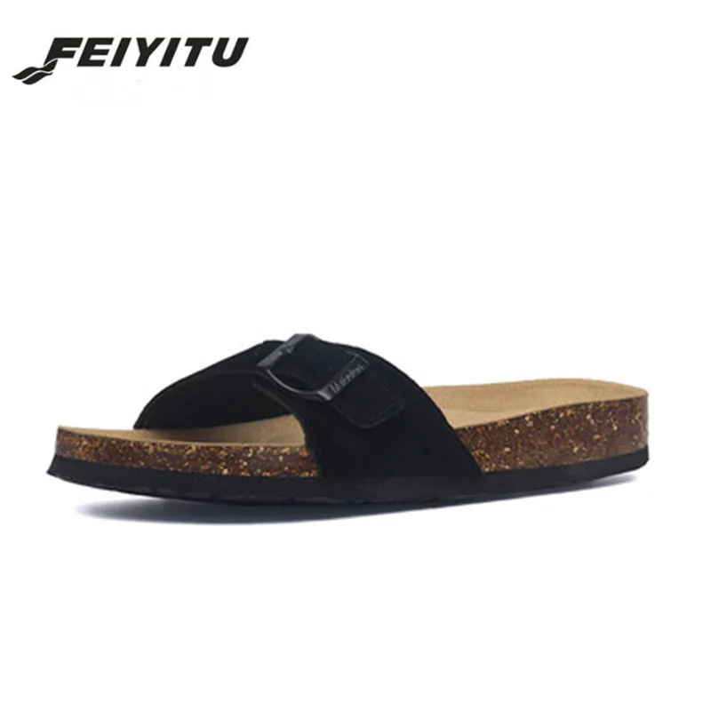 FeiYiTu/Новинка года; модные летние сандалии из пробки; женские повседневные пляжные разноцветные Вьетнамки; шлепанцы на плоской подошве; большие размеры 35-45