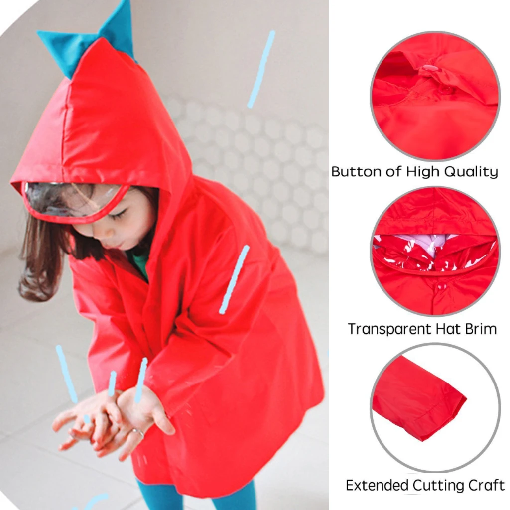 Cute Dinosaur Polyester Baby Raincoat Outdoor Waterproof Rainwear