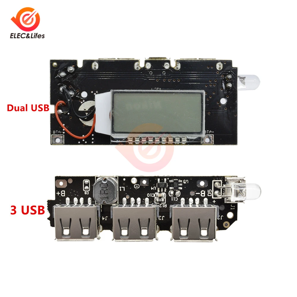 Светодиодный ЖК-дисплей цифровой двойной USB 5V 1A 2.1A мобильный Мощность банка 18650 Литий Батарея Зарядное устройство борту модуль PCB Автоматическая резервная плата