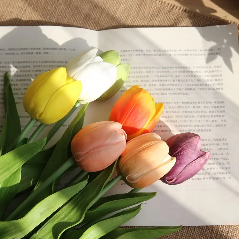 10pcs/lot PU fake flowers simulation tulip artificial flower real touch tulip flower for wedding home decorative flower wreath