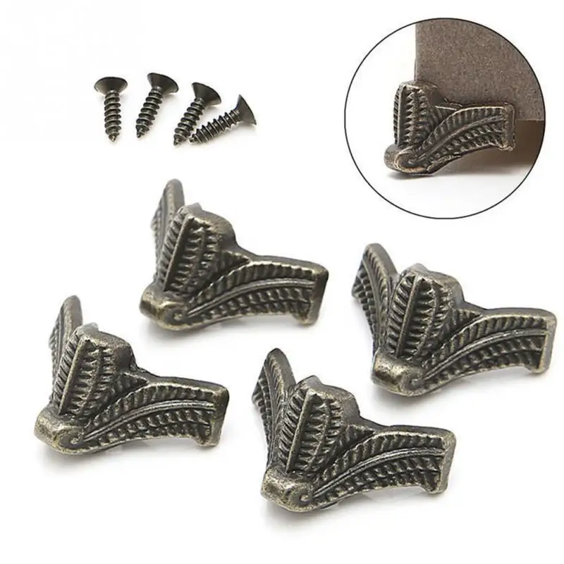 4pcs Silver Furniture Feet Wood Box Zinc Alloy Corner Protectors Kit With Screws