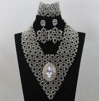 

Shining Sliver Nigerian Beads Charming Fashion Jewelry Beads Set Lovely Bridal Jewelry Sets New Design Free Shipping hx259
