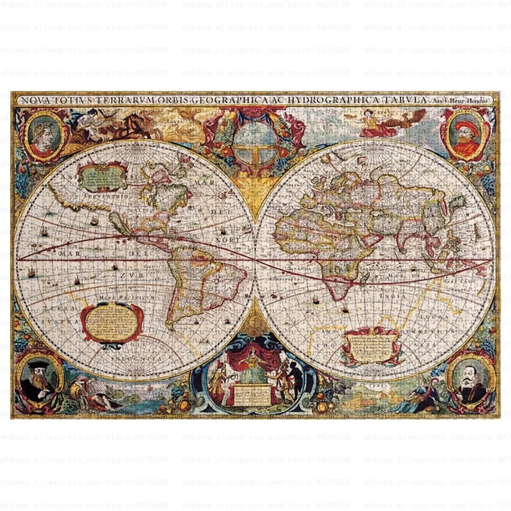 

Free Shipping Toy World Map 1000 Pieces Puzzle 83101-15 Paper or Wooden Random Delivery