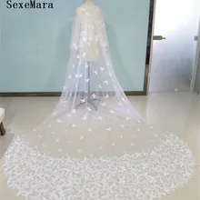 Реальные фотографии 3D бабочка вуаль для свадьбы в соборе Длина Длинные два слоя на заказ Свадебные вуали с гребнем белый цвет слоновой кости