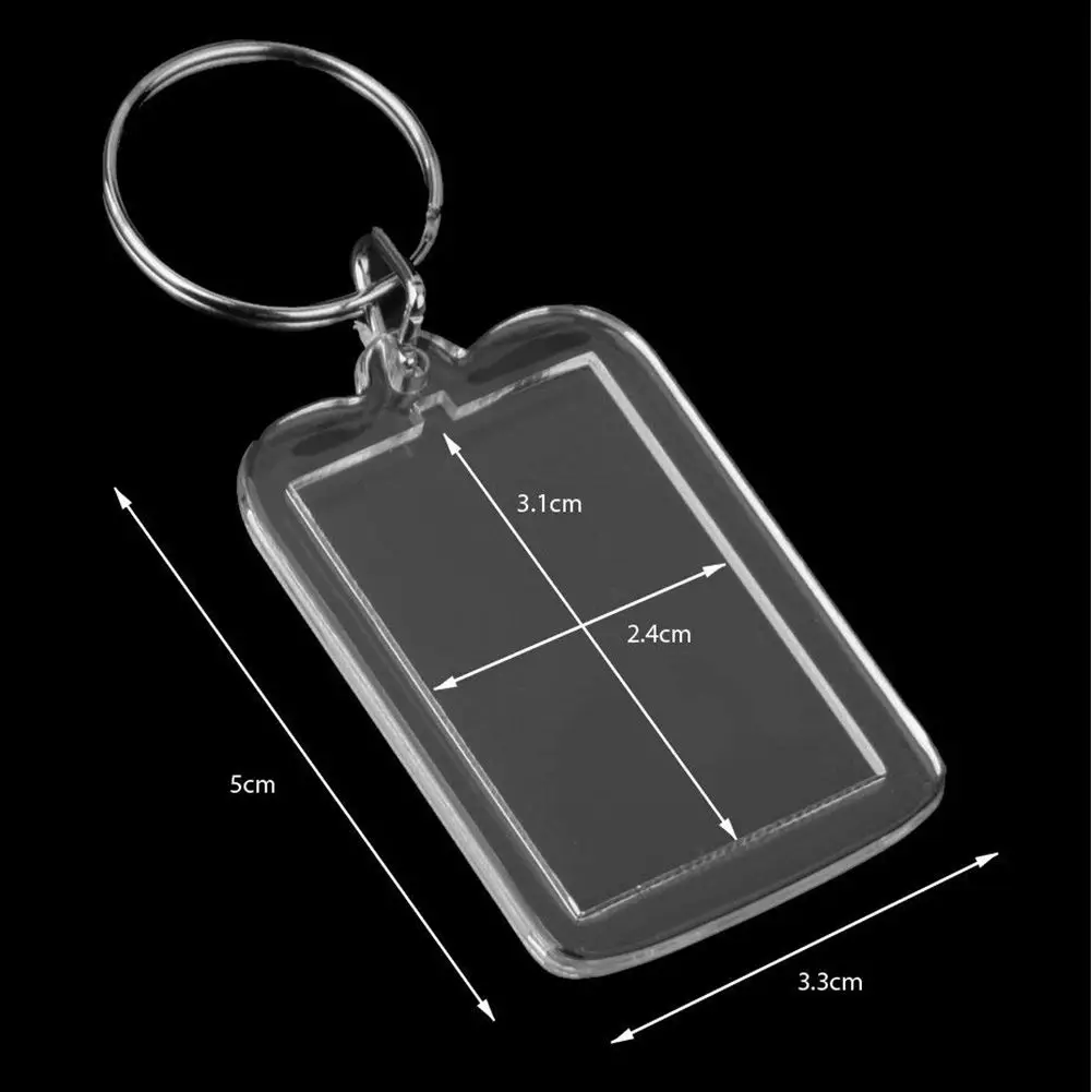

Lot of 10Pcs Keyring DIY Detachable White Rectangle Photo Frame Keyring 3.3x5cm