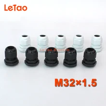 10 шт./лот M32x1.5 нейлон водонепроницаемый кабельный сальник пластиковый разъем IP68 резьбовой входной электрический контакт черный, белый цвет для 16-21 мм