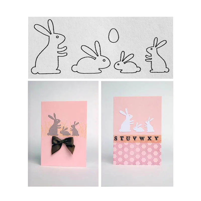 

YaMinSanNiO 5Pcs Rabbits Metal Cutting Dies Scrapbooking Die Cuts for Card Makings Photo Album Decorative Embossing Die Cuts