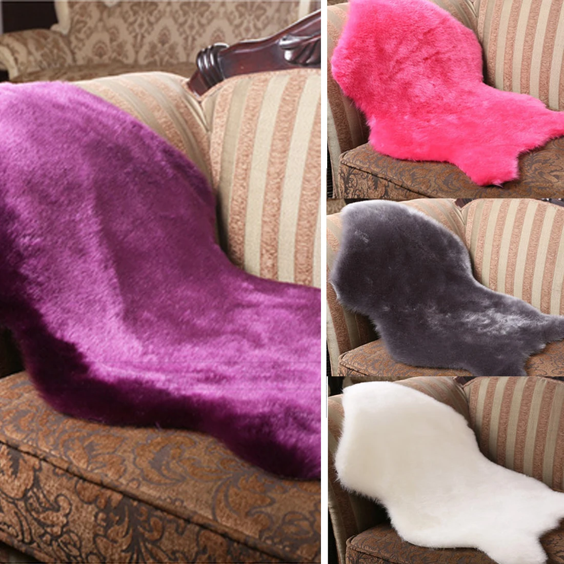 Ковер с длинным ворсом из искусственной овчины для гостиной, спальни, ковриков из кожи с мехом, простые пушистые ковры моющиеся, для спальни, Искусственный Мягкий коврик