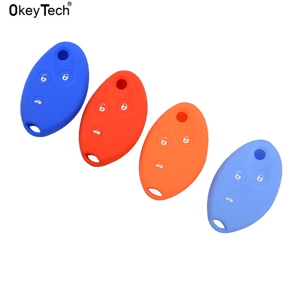 

OkeyTech 3 buttons Silicone Car Key Case Fob Shell for Citroen C3 C4 C5 C6 C8 Xsara Picasso Protect Holder Rubber Car Key Cover