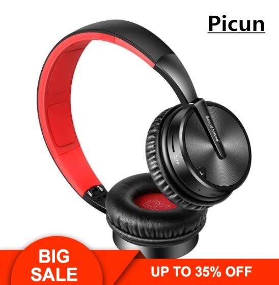 

Picun BT16 Bluetooth Wireless Headset Bluetooth Headset Leather Stand Metal Case Headphone Microphone Connect Mobile Phone