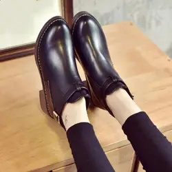 2018 Новая Осенняя обувь женские ботильоны мягкая обувь из искусственная кожа pu на платформе Дамская обувь на танкетке с низким каблуком