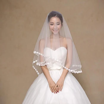 

Bridal Veil White/Ivory 8 Petals Elegant Veil Flower Lace Edge Bride Wedding Bridal Long Veil Wedding Dress, Headdress