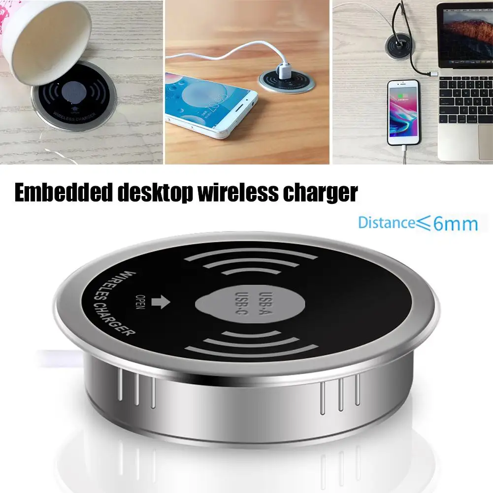 Universal Wireless Charger Embedded Desktop Wireless Transmitter Qi Standard Smart Furniture Office Charger For iPhone 8 X Universal Wireless Charger Embedded Desktop Wireless Transmitter Qi Standard Smart Furniture Office Charger For iPhone 8 X