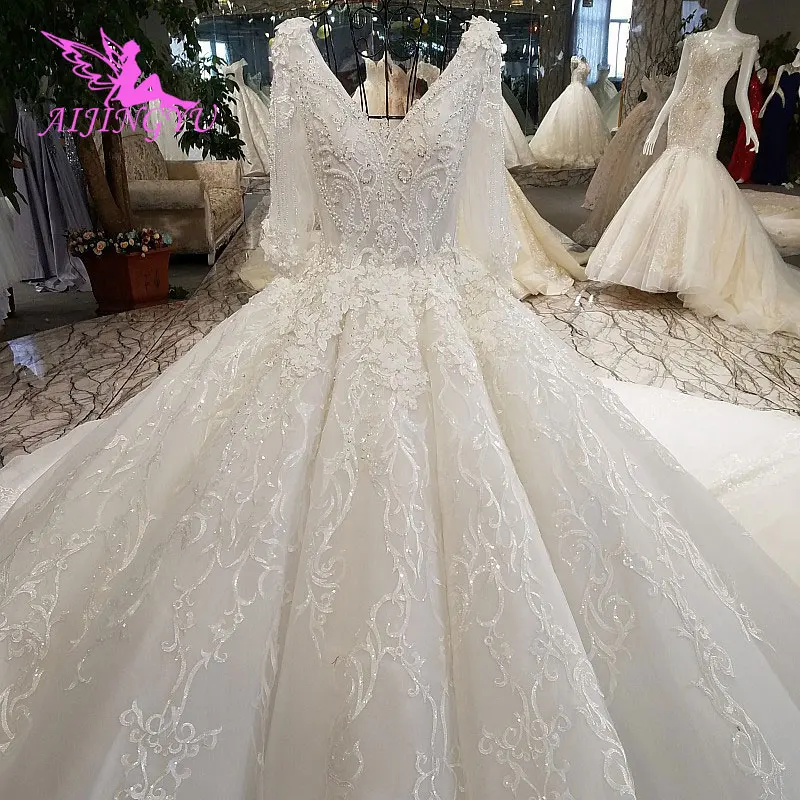 

AIJINGYU Pricess Dress Vintage Gowns For Bride Real Images Elegant Luxury Bridal Stores Best Lace Wedding Dresses