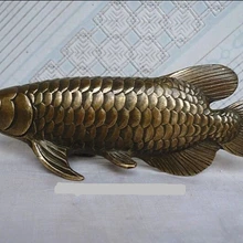 Китайский Народная Культура HandMade Латунь Бронзовая статуя Скульптуры Рыб