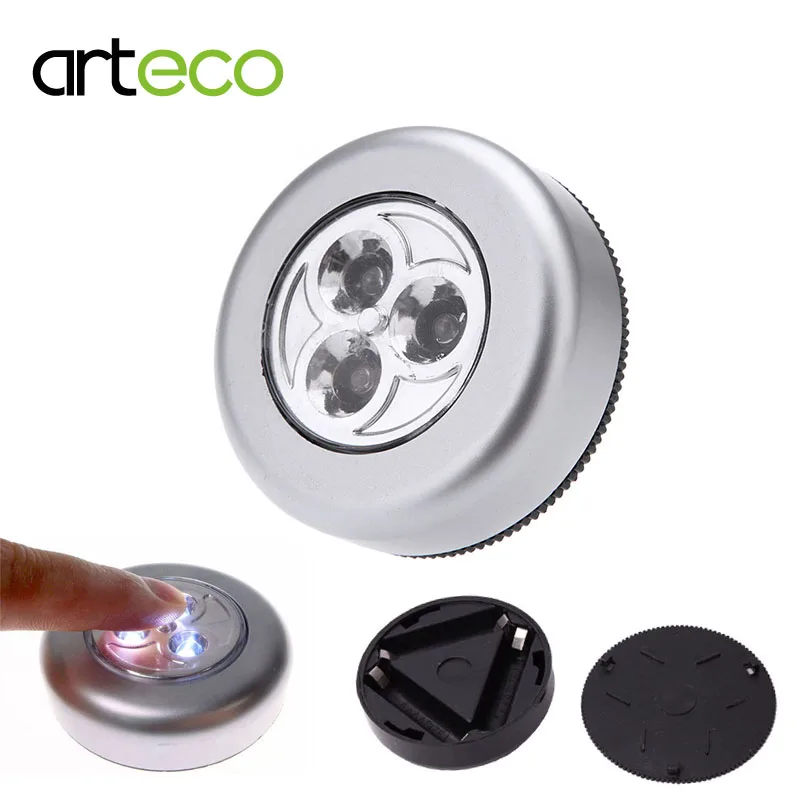 

Battery LED Touch Night Light 3leds Touch sensor Lamp Mini Wall Lamp Cordless Stick Tap for Wardrobe Cabinet Light