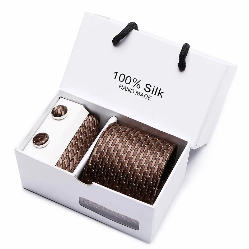 Подарочная упаковка мужской брендовый Роскошный Галстук Свадебный квадратный Карманный мужской галстук шелковый галстук набор запонки платок - Цвет: SB34