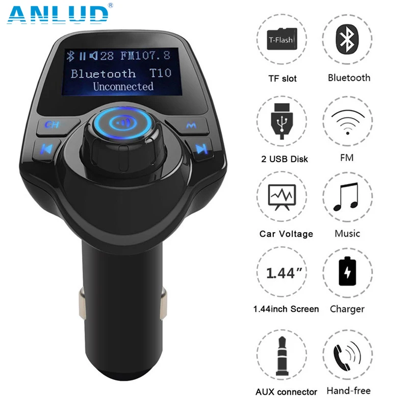 ANLUD Беспроводной Bluetooth Car Kit Handsfree fm передатчик автомобильный Mp3 плеер USB телефон