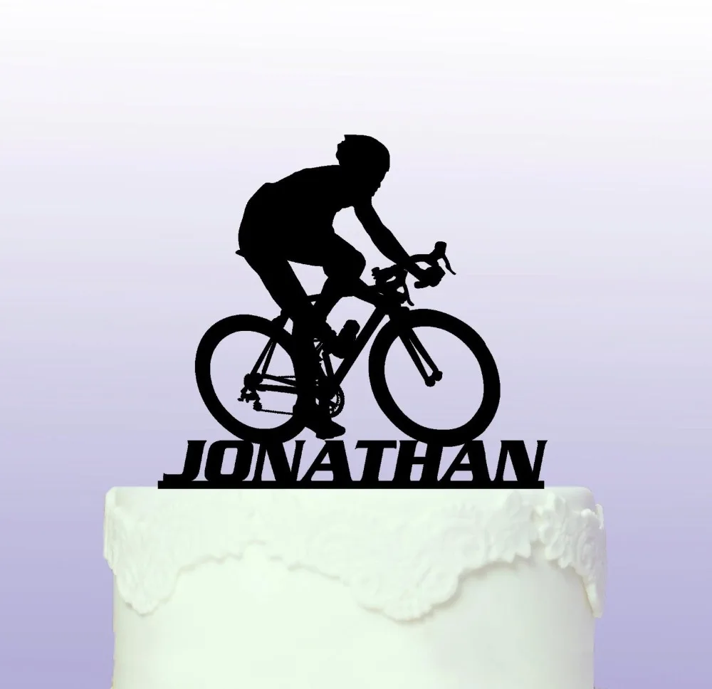 

Personalized Sport Theme Cake Topper Unique Bicycle Boy Birthday Party Cake Decoration Custom Road Bike Party Gifts Supplies