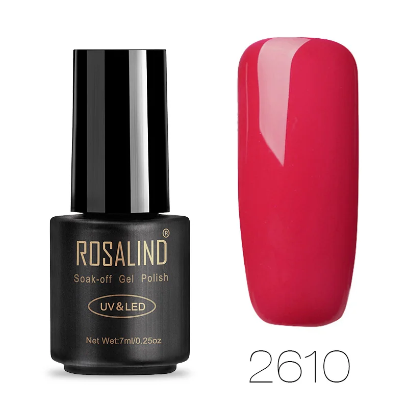 ROSALIND гель 1S гель лак 7 мл, флакон, черный цвет красный и телесный цвет Гель-лак для ногтей Полупостоянный УФ лак для ногтей - Цвет: 2610