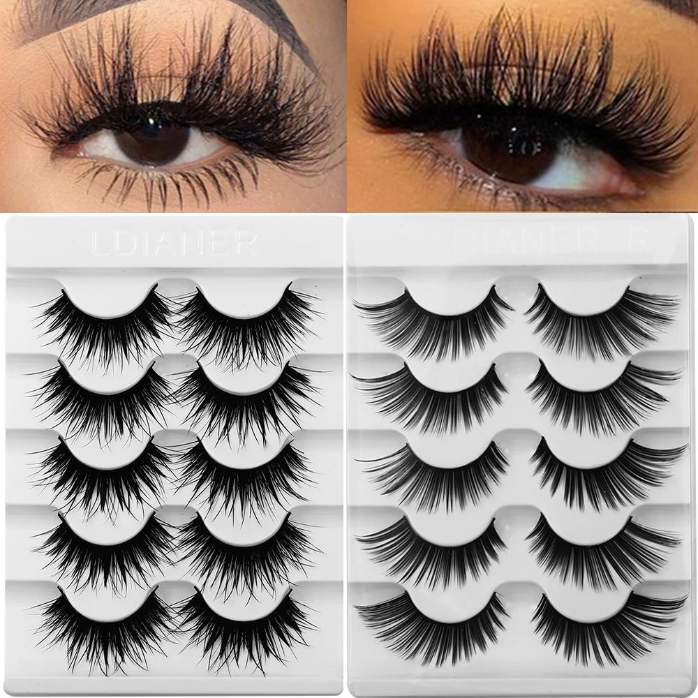 

5 Pairs 3D Mink Hair False Eyelashes Wispy Fluffy Eyelashes Natural Long Handmade Eye Lashes Extension Women Eye Makeup Tools