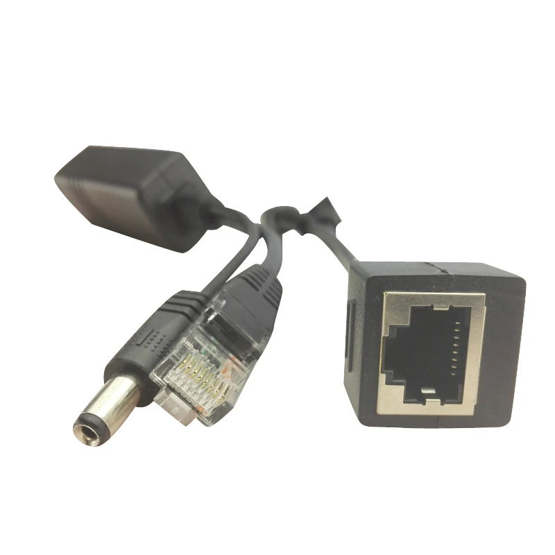 

HJT 2pcs/lot DC 24V Power Input and 12V Power 100 Meters Passive POE Injector Splitter Adapter Cable Kit with Output for Camera