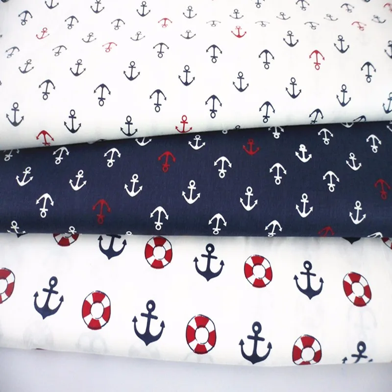 

3PCS 40*50cm Ocean Wind Cotton Fabric Quarter Bundle Telas Patchwork Tilda DIY Doll Tissu To Sewing Baby Bedding Textil Tecido