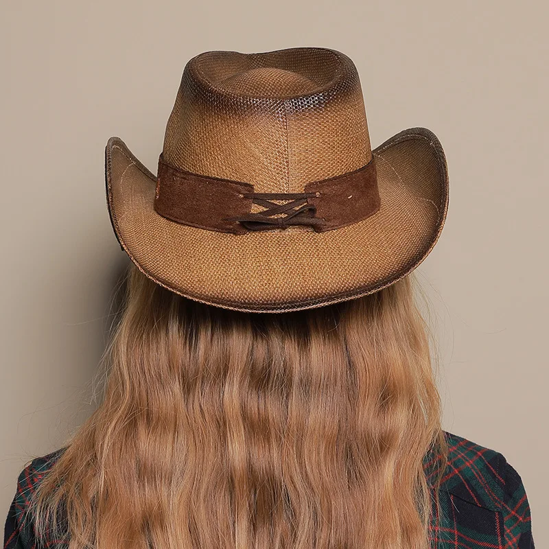 الصيف كاب قبعات رعاة البقر الغربية قبعة قبعة للنساء اكسسوارات لفة زنبركية ركوب قبعات من القش السيدات الشمس الشاطئ تنفس كاب 2019