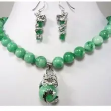 Красивый цвет с зелёными камнями кулон с драконом ожерелье серьги набор кварцевые тонкие свадебные широкие часы Крылья Женщины королева