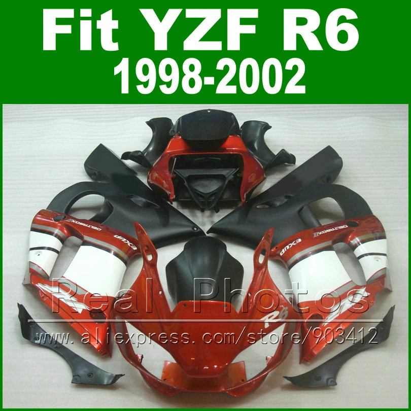 

Free Custom Plastic parts for YAMAHA R6 fairing kit 1998 1999 2000 2001 2002 red black YZF R6 fairings 98-02 bodywork