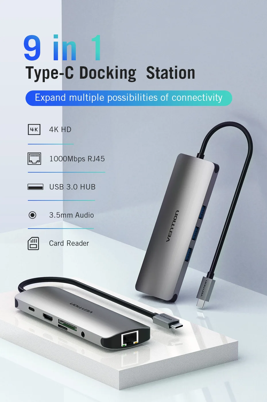 Vention usb-хаб type C-HDMI USB 3,0 концентратор Thunderbolt 3 адаптер для MacBook samsung S10 huawei mate 20 P30 Pro Apple USB-C HUB