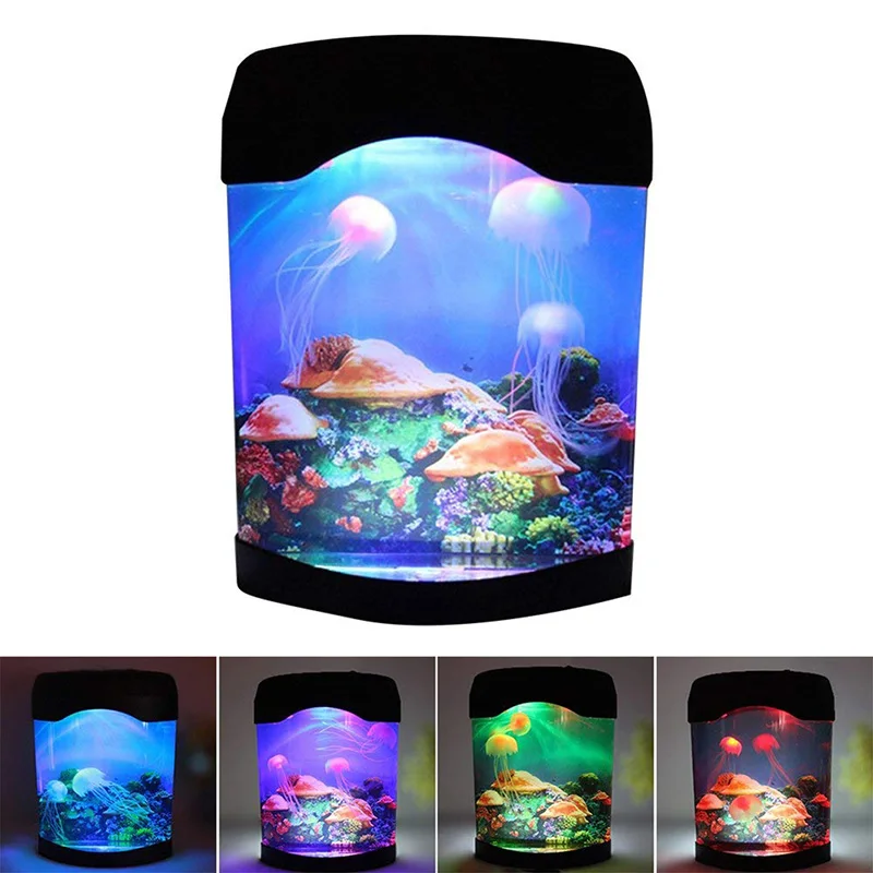 Aquarium Night Light Lamp LED Light Artificial Seajelly Tank Swimming Mood Lamp for Home Desk Decor PAK55