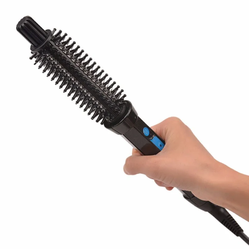  2 In 1 Multifunction Hair Curler Straightener Hair Curling Brush Styling Tool Curling Iron Round Br