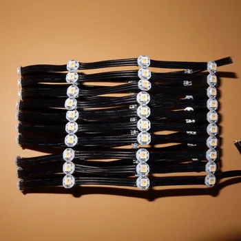 

100pcs/string addressable SK6812-RGBW(warm white) led with heatsink(10mm*3mm);DC5V input;5cm wire spacing;with all black wire