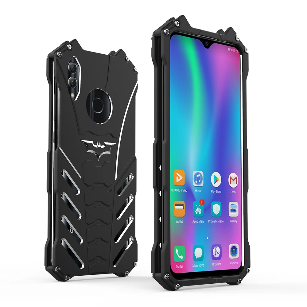 

R-JUST Batman Aluminum Bumper Metal Shockproof Armor Case Cover Shell with Kickstand For Huawei Honor 10 Lite