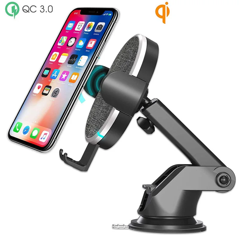 Wireless Charging Car Mount Holder Dock- 10W/7.5W Fast Wireless Car Charger Compatible with Samsung iPhone and All QI Phones