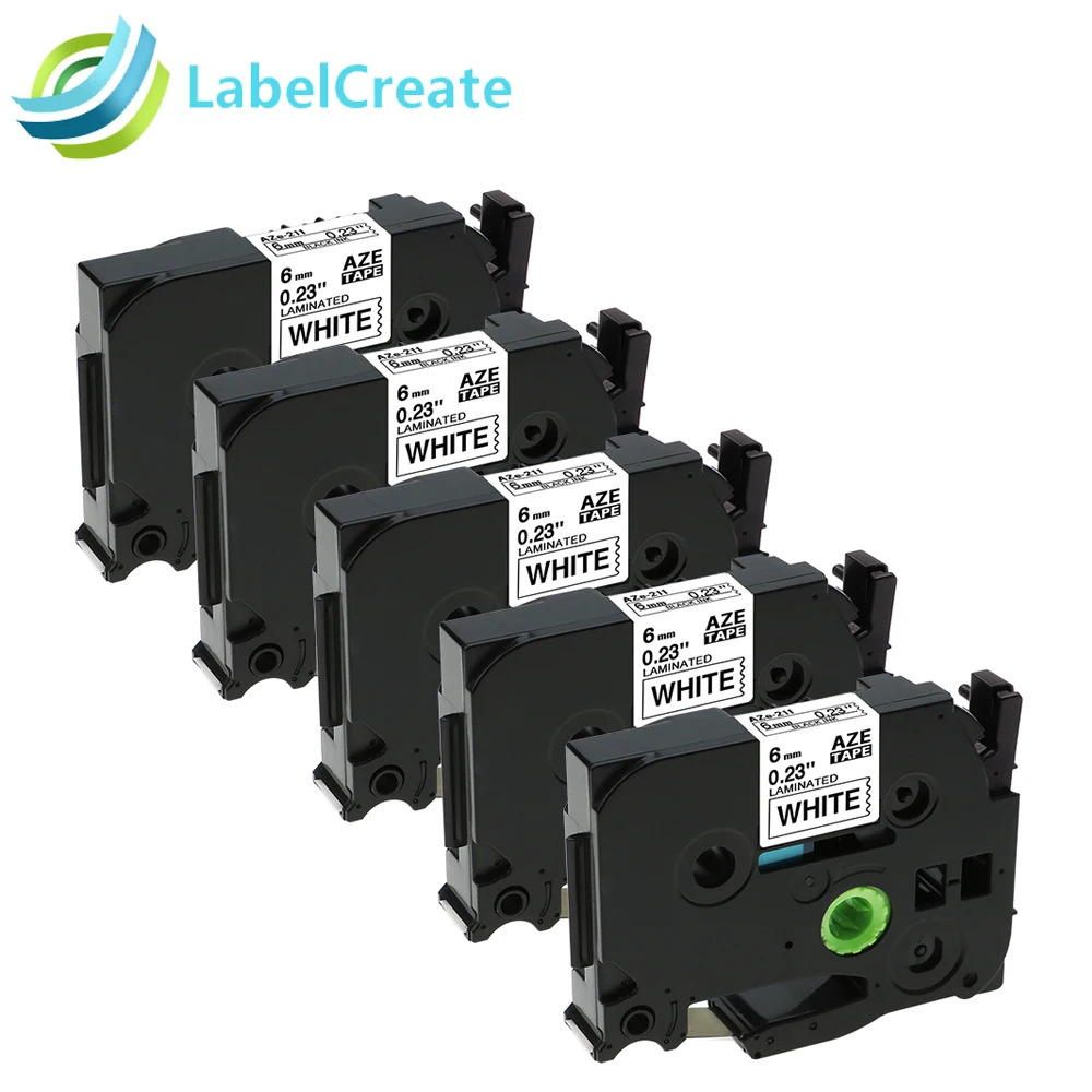 

Compatible Brother P-Touch 6mm TZe Label Tapes 5PK TZe-211 TZe111 tze411 For Brother Label Printer PT-1100 Labels Cartridges