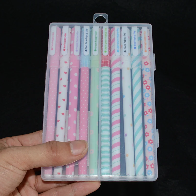 

10 pcs/box caneta gel pen lapices escritorio canetas school material escolar flower kawaii penne caneta colorida pens pentel