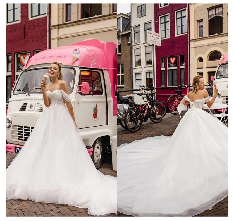 LORIE Boho Trouwjurk 2019 Off De Schouder Applicaties Mouwloze Bruid Jurk Wit Kant Top Jurk Gratis Verzending 2019 LORIE Boho Trouwjurk 2019 Off De Schouder Applicaties Mouwloze Bruid Jurk Wit Kant Top Jurk Gratis Verzending 2019
