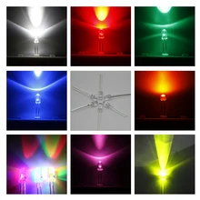 Kit surtido de luces LED redondas de diodo de 5 MM, juego de luces LED brillantes, transparentes, de agua, blancas, amarillas, púrpuras y rosas, 7 diodos emisores de luz de siete colores