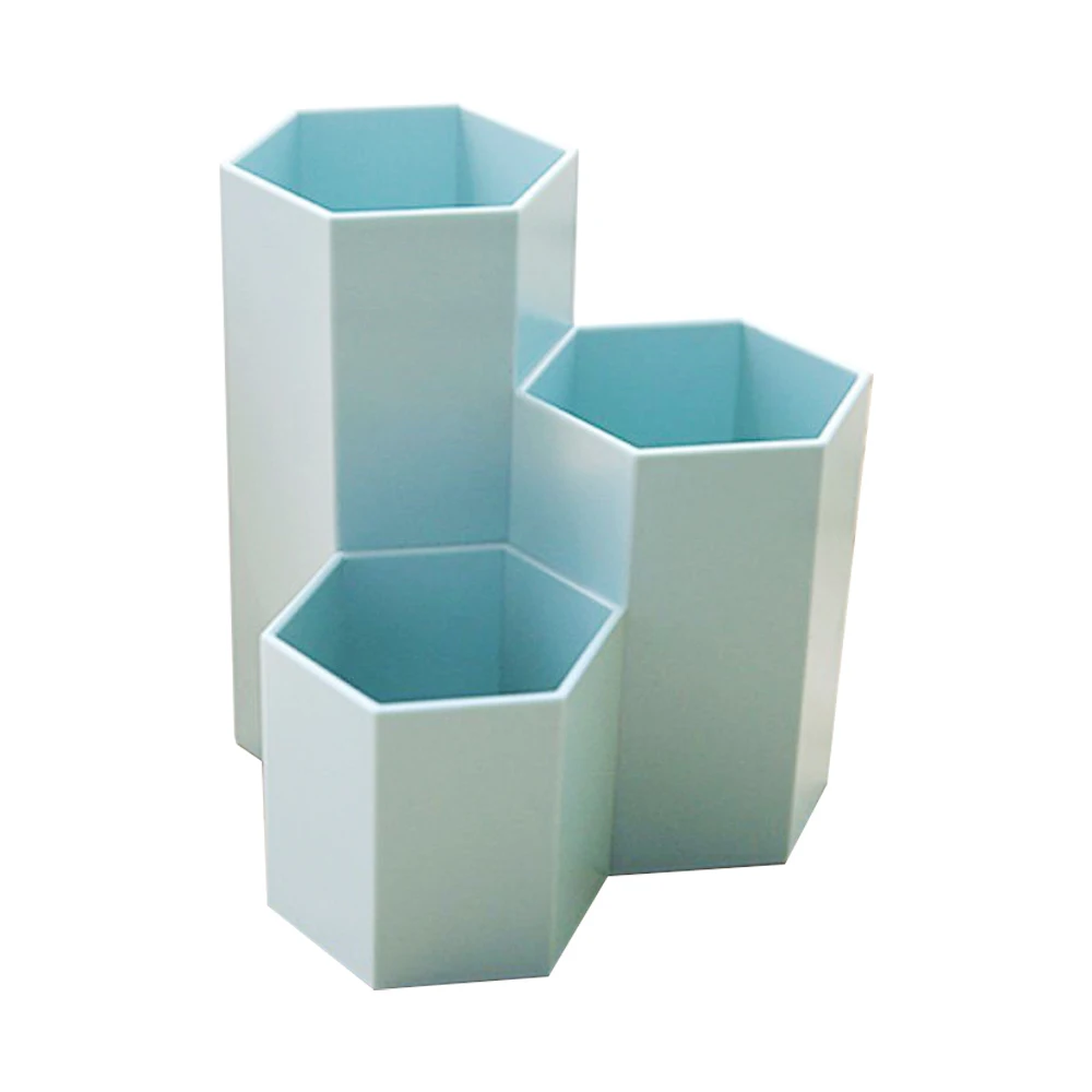 

plastic Desk Pencil Holder Pen Cup Desktop Stationery Supplies (Blue)