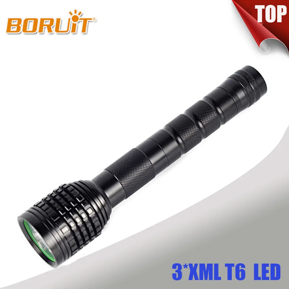 

BORUIT 6000LM 3x XML T6 LED Flashlamp Waterproof Tactical Flashlight White Light 18650 Battery Torch For Fishing Hunting Camping